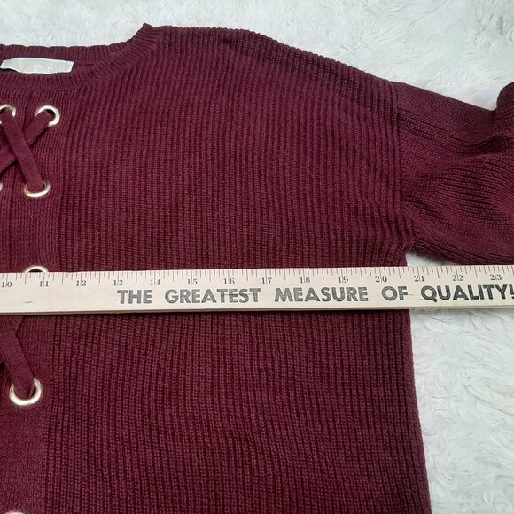 Michael Michael Kors Women's Lace-Up Burgundy Knit Sweater Size M - Picture 4 of 8